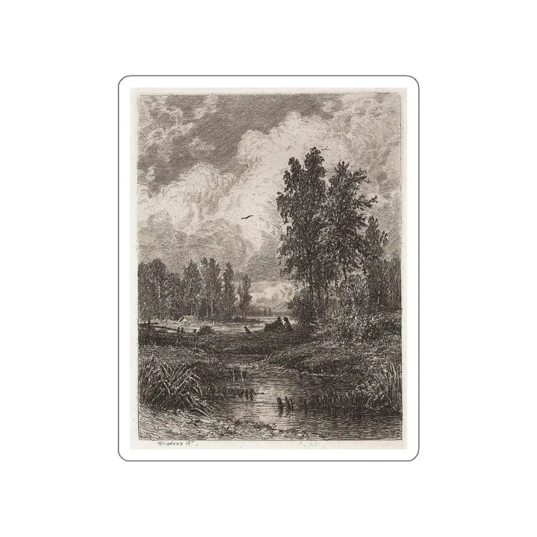SHISKIN, Ivan Ivanovich - For the stream. 1873 (Artwork) STICKER Vinyl Die-Cut Decal White Die-Cut 5 Inch - The Sticker Space