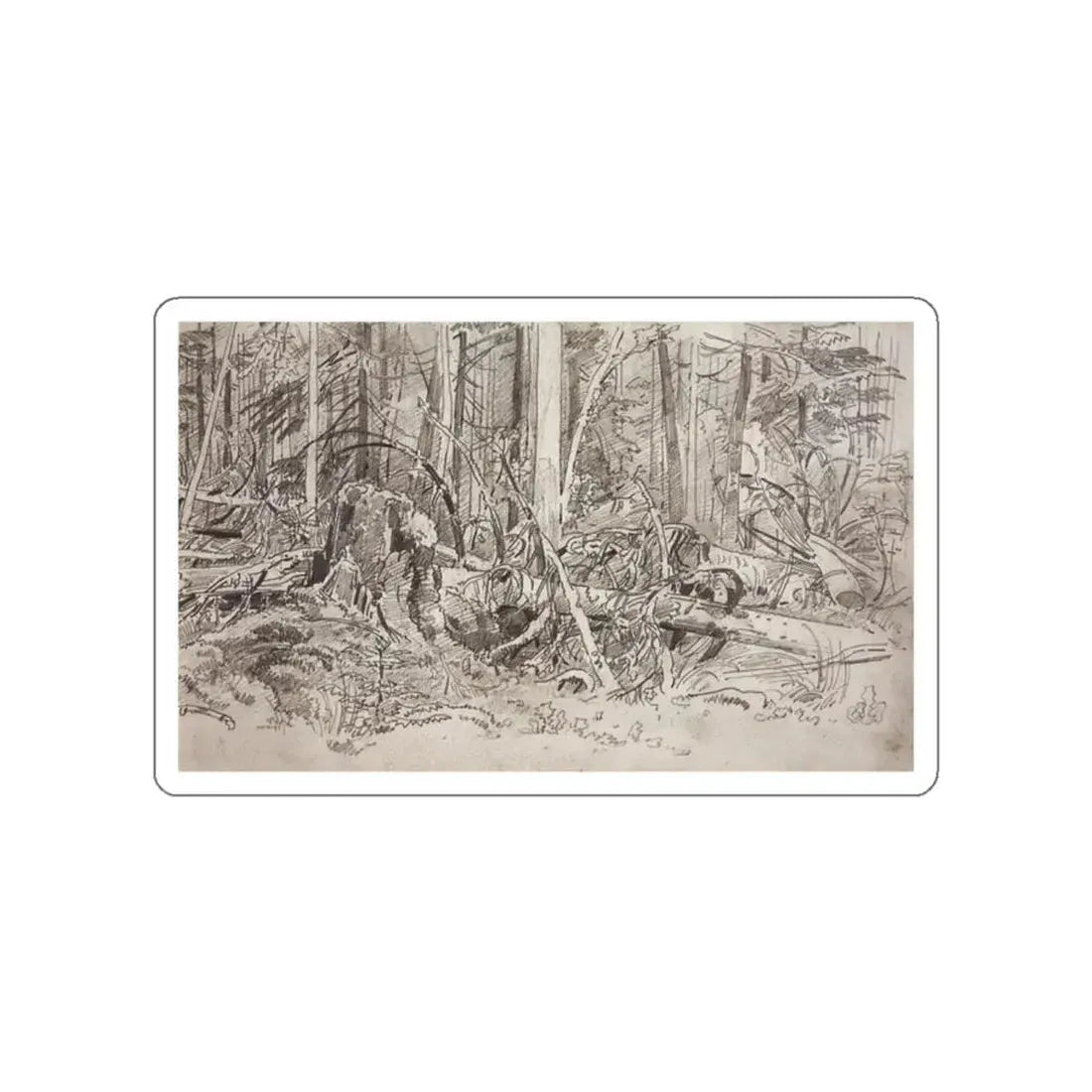 SHISKIN, Ivan Ivanovich - Forest blockage. The second half of 1870 (Artwork) STICKER Vinyl Die-Cut Decal White Die-Cut 2 Inch - The Sticker Space