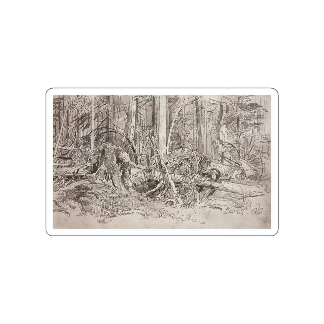 SHISKIN, Ivan Ivanovich - Forest blockage. The second half of 1870 (Artwork) STICKER Vinyl Die-Cut Decal White Die-Cut 3 Inch - The Sticker Space