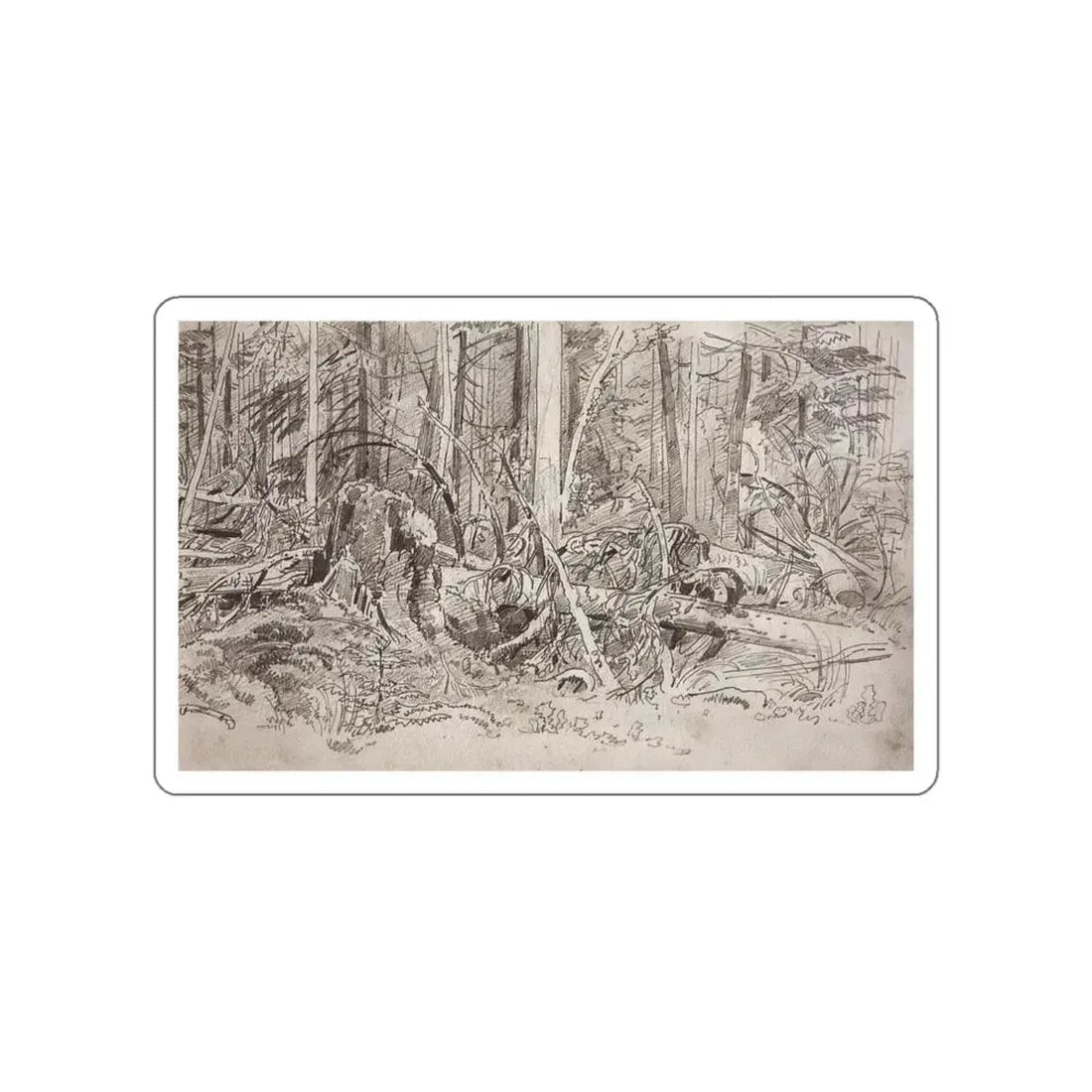 SHISKIN, Ivan Ivanovich - Forest blockage. The second half of 1870 (Artwork) STICKER Vinyl Die-Cut Decal White Die-Cut 5 Inch - The Sticker Space