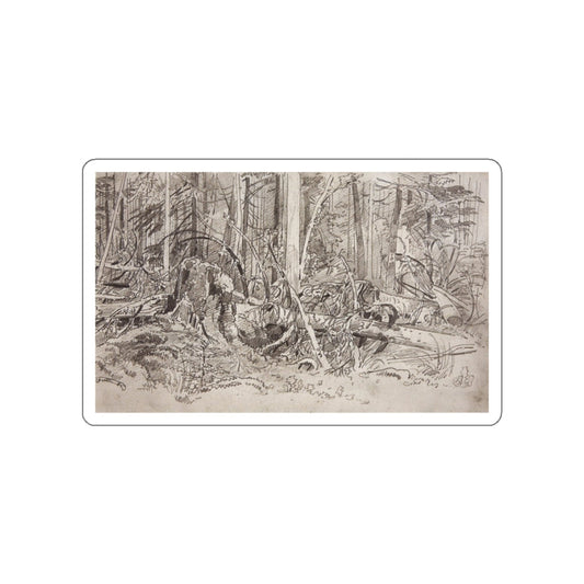 SHISKIN, Ivan Ivanovich - Forest blockage. The second half of 1870 (Artwork) STICKER Vinyl Die-Cut Decal-White-The Sticker Space