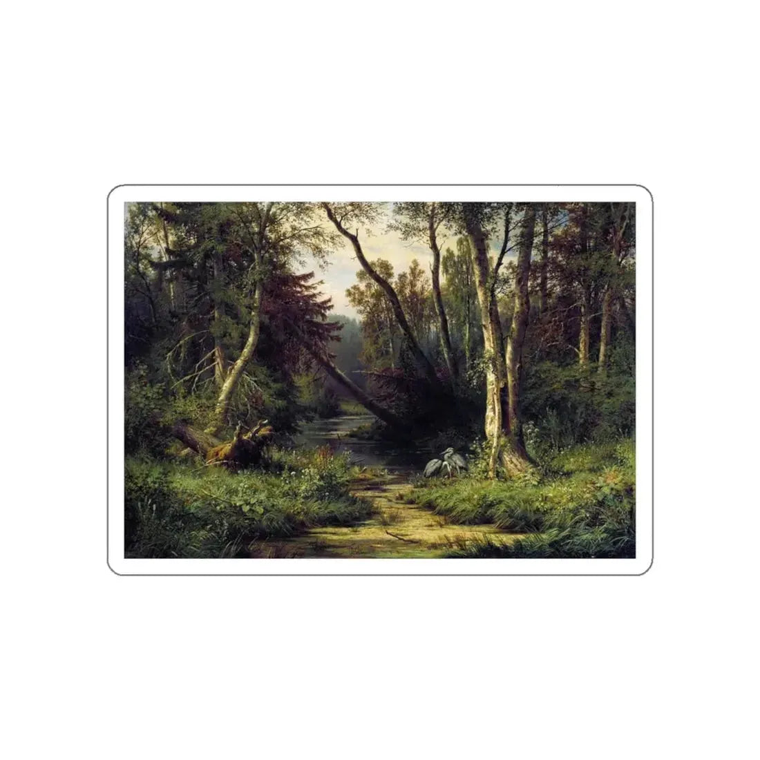 SHISKIN, Ivan Ivanovich - Forest Landscape with Herons 1870 (Artwork) STICKER Vinyl Die-Cut Decal White Die-Cut 6 Inch - The Sticker Space