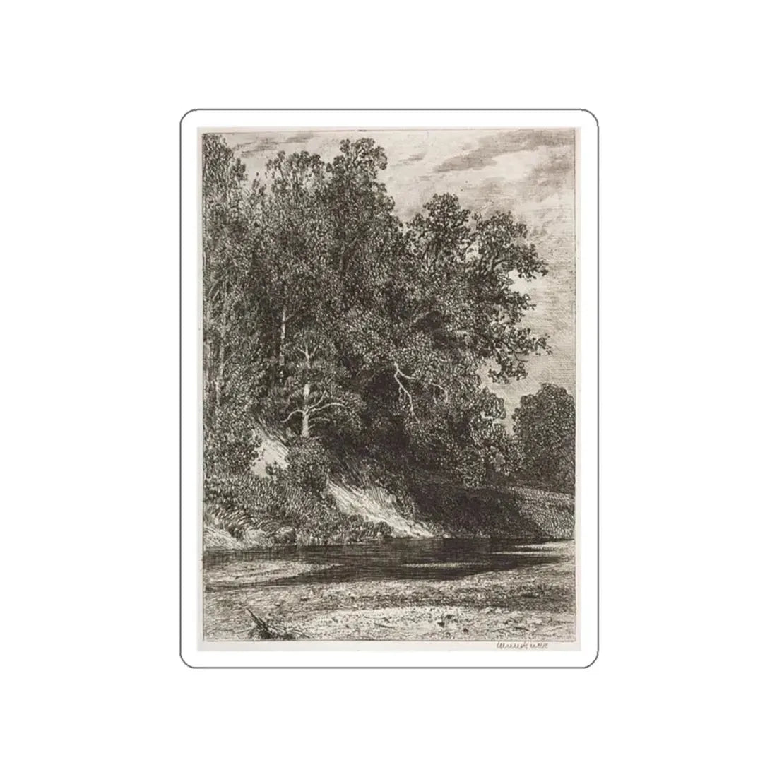 SHISKIN, Ivan Ivanovich - Forest on a steep bank. 1877 (Artwork) STICKER Vinyl Die-Cut Decal White Die-Cut 2 Inch - The Sticker Space