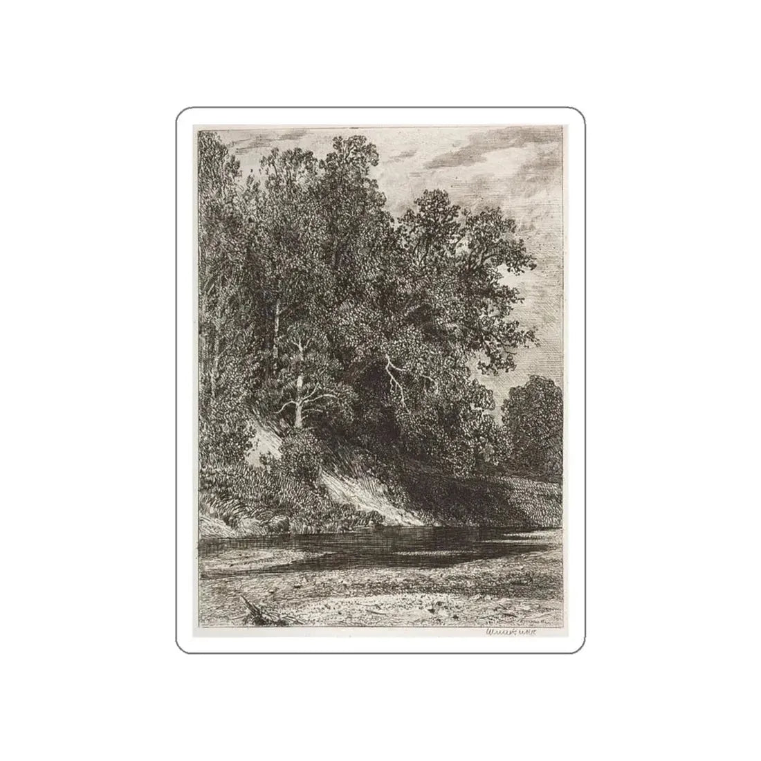 SHISKIN, Ivan Ivanovich - Forest on a steep bank. 1877 (Artwork) STICKER Vinyl Die-Cut Decal White Die-Cut 5 Inch - The Sticker Space