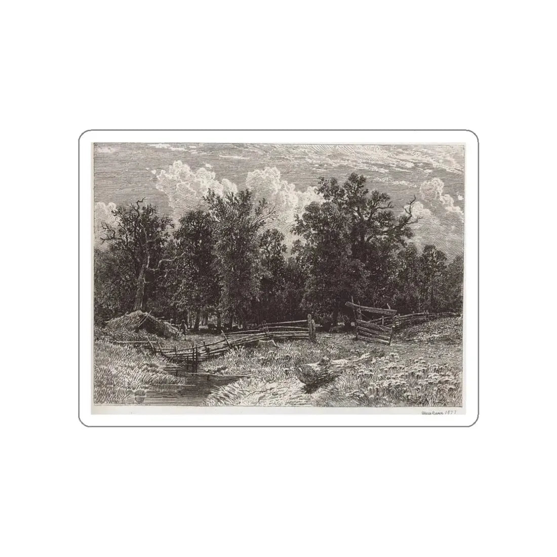 SHISKIN, Ivan Ivanovich - Forest outskirts. 1873 (Artwork) STICKER Vinyl Die-Cut Decal White Die-Cut 3 Inch - The Sticker Space