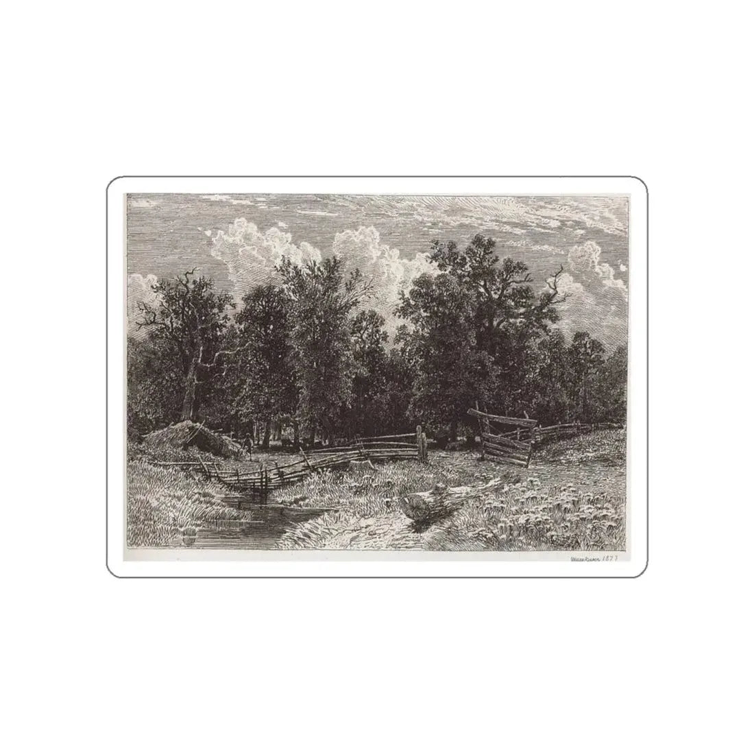 SHISKIN, Ivan Ivanovich - Forest outskirts. 1873 (Artwork) STICKER Vinyl Die-Cut Decal White Die-Cut 6 Inch - The Sticker Space