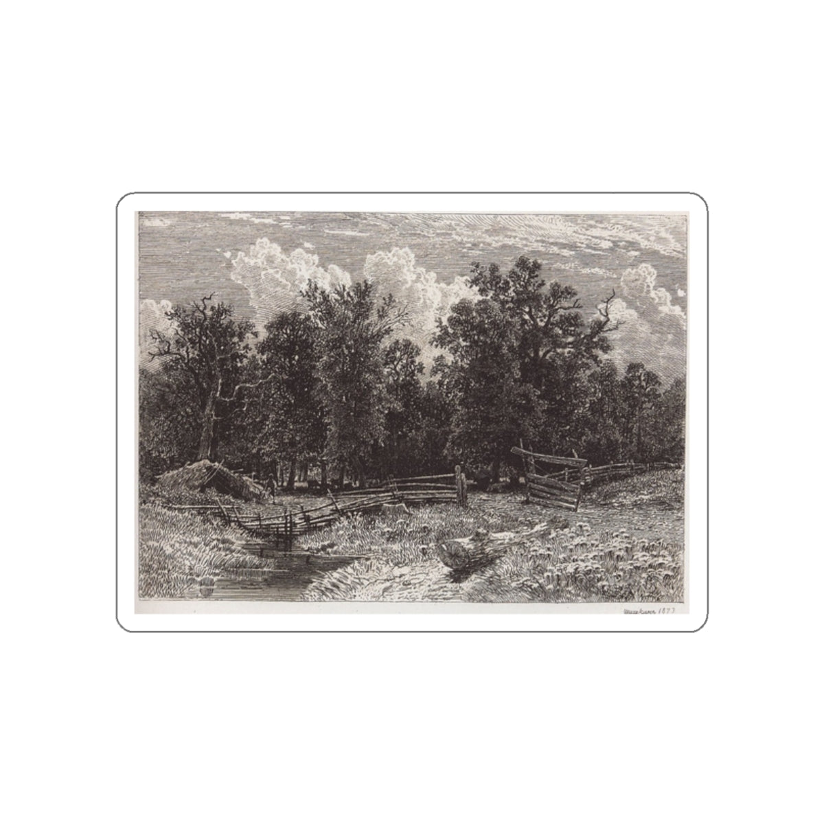 SHISKIN, Ivan Ivanovich - Forest outskirts. 1873 (Artwork) STICKER Vinyl Die-Cut Decal-White-The Sticker Space