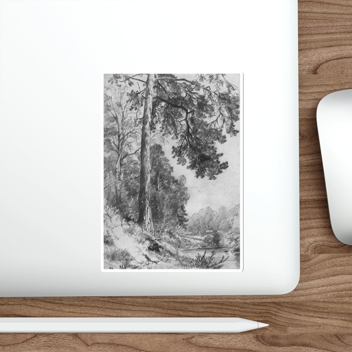 SHISKIN, Ivan Ivanovich - Forest River. Siverskaya 1876 (Artwork) STICKER Vinyl Die-Cut Decal-The Sticker Space