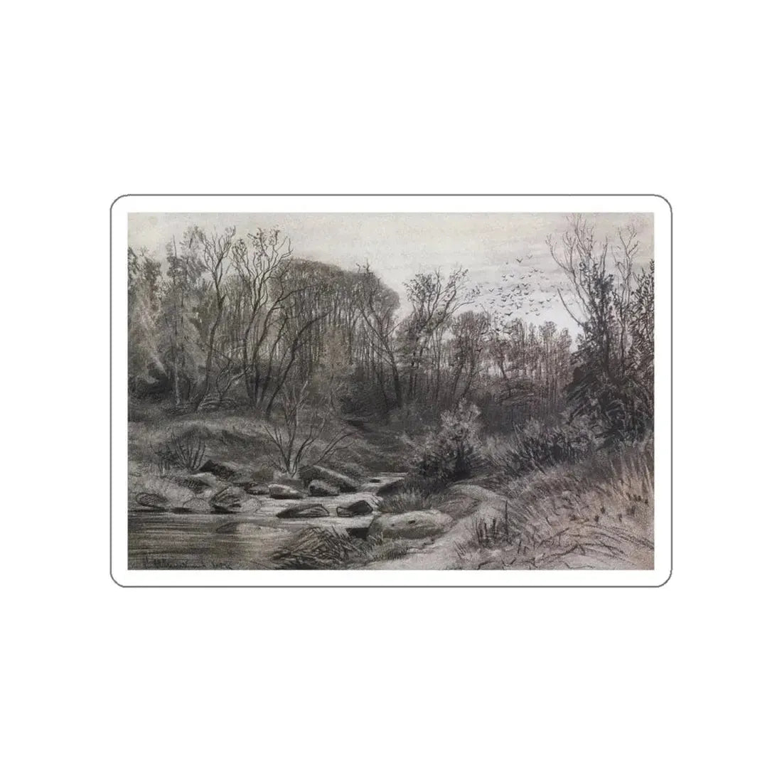 SHISKIN, Ivan Ivanovich - Forest Stream. Evening 1871 (Artwork) STICKER Vinyl Die-Cut Decal White Die-Cut 5 Inch - The Sticker Space