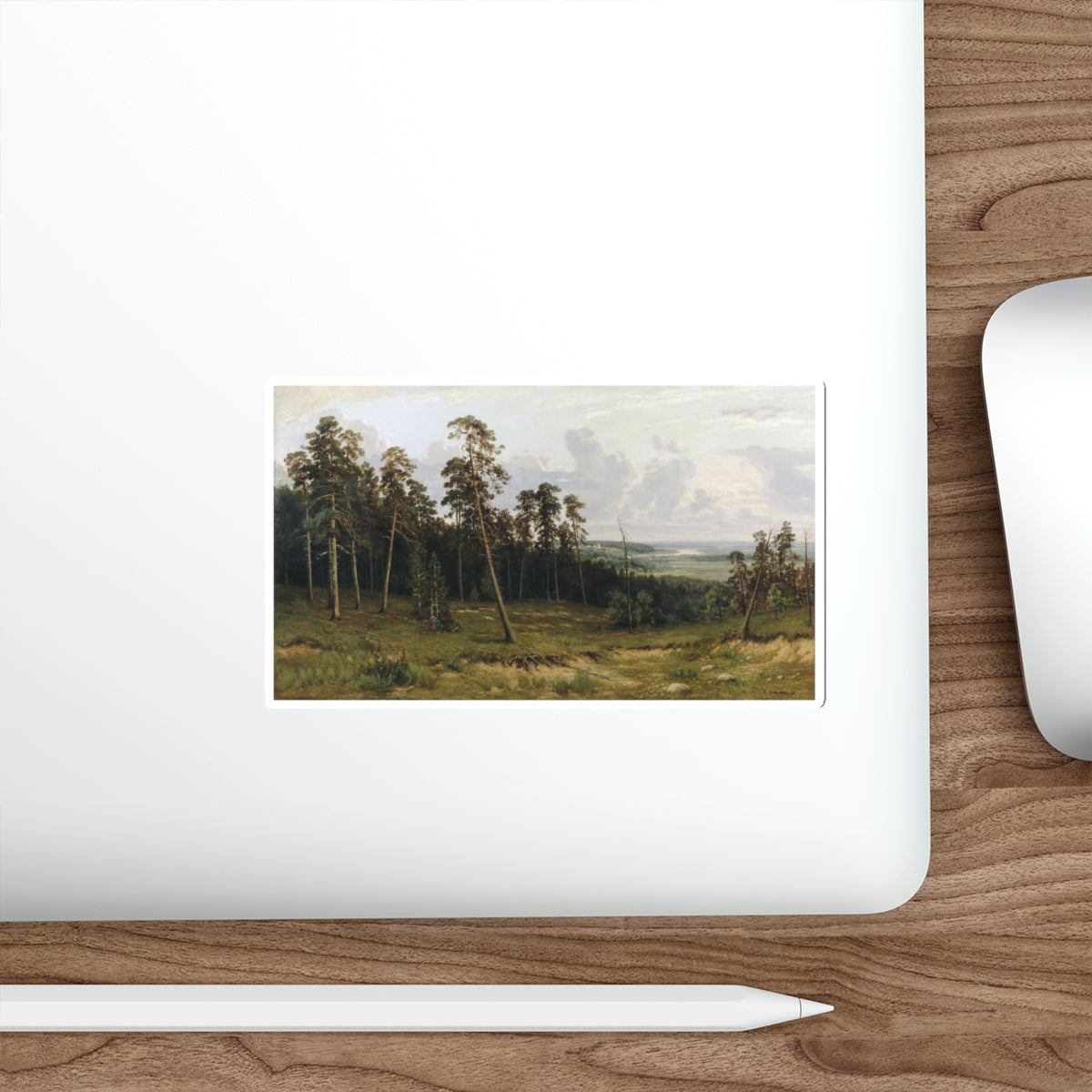 SHISKIN, Ivan Ivanovich - glrx-454666137Rich log (Pine forest on the river Kama) (Artwork) STICKER Vinyl Die-Cut Decal-The Sticker Space