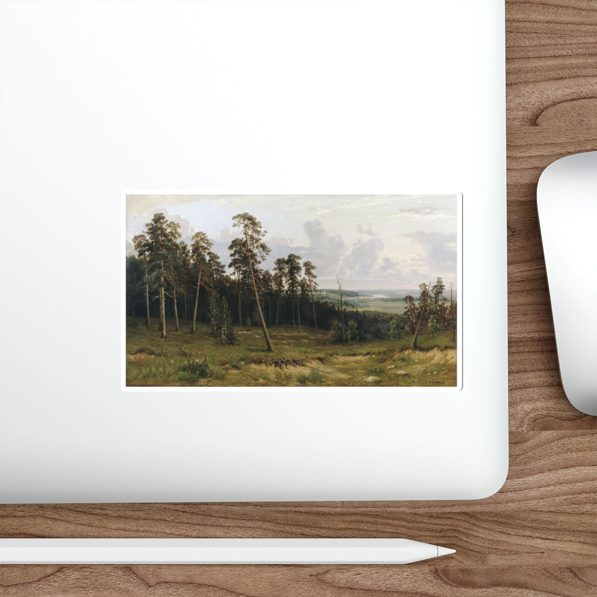 SHISKIN, Ivan Ivanovich - glrx-454666137Rich log (Pine forest on the river Kama) (Artwork) STICKER Vinyl Die-Cut Decal-The Sticker Space