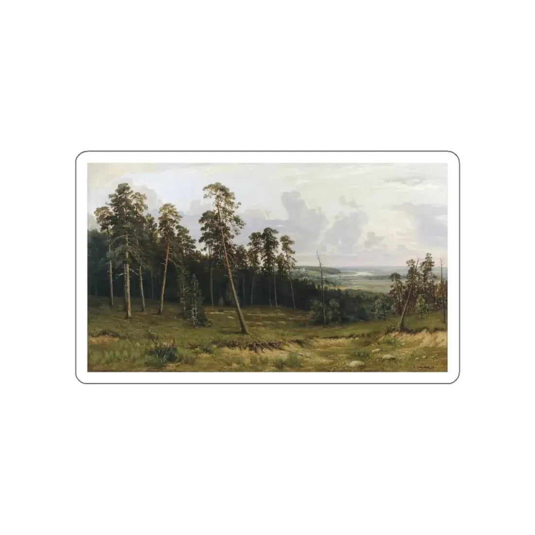 SHISKIN, Ivan Ivanovich - glrx-454666137Rich log (Pine forest on the river Kama) (Artwork) STICKER Vinyl Die-Cut Decal White Die-Cut 5 Inch - The Sticker Space
