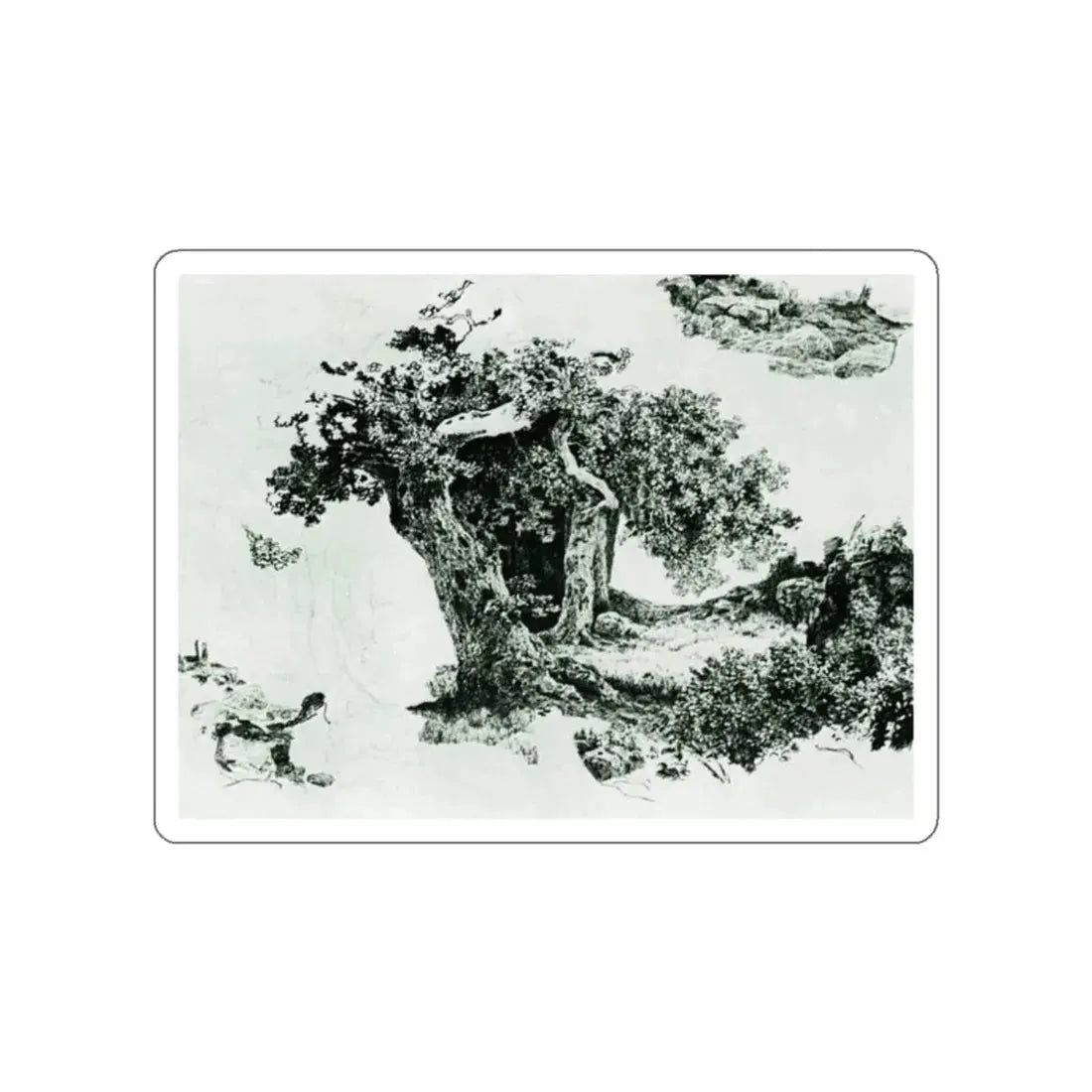 SHISKIN, Ivan Ivanovich - Group of deciduous trees and stones (Artwork) STICKER Vinyl Die-Cut Decal White Die-Cut 2 Inch - The Sticker Space