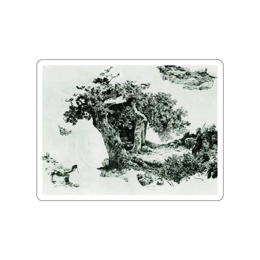 SHISKIN, Ivan Ivanovich - Group of deciduous trees and stones (Artwork) STICKER Vinyl Die-Cut Decal White Die-Cut 2 Inch - The Sticker Space