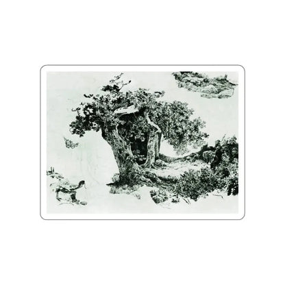 SHISKIN, Ivan Ivanovich - Group of deciduous trees and stones (Artwork) STICKER Vinyl Die-Cut Decal White Die-Cut 3 Inch - The Sticker Space