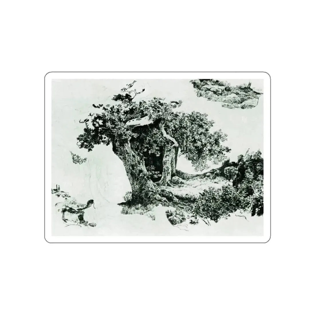 SHISKIN, Ivan Ivanovich - Group of deciduous trees and stones (Artwork) STICKER Vinyl Die-Cut Decal White Die-Cut 4 Inch - The Sticker Space