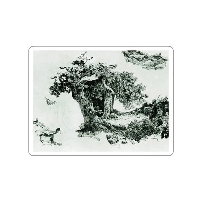 SHISKIN, Ivan Ivanovich - Group of deciduous trees and stones (Artwork) STICKER Vinyl Die-Cut Decal White Die-Cut 4 Inch - The Sticker Space