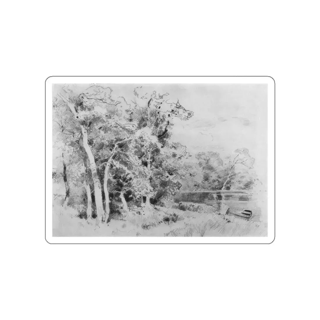 SHISKIN, Ivan Ivanovich - grove on the shore of the pond 1870 v (Artwork) STICKER Vinyl Die-Cut Decal White Die-Cut 4 Inch - The Sticker Space