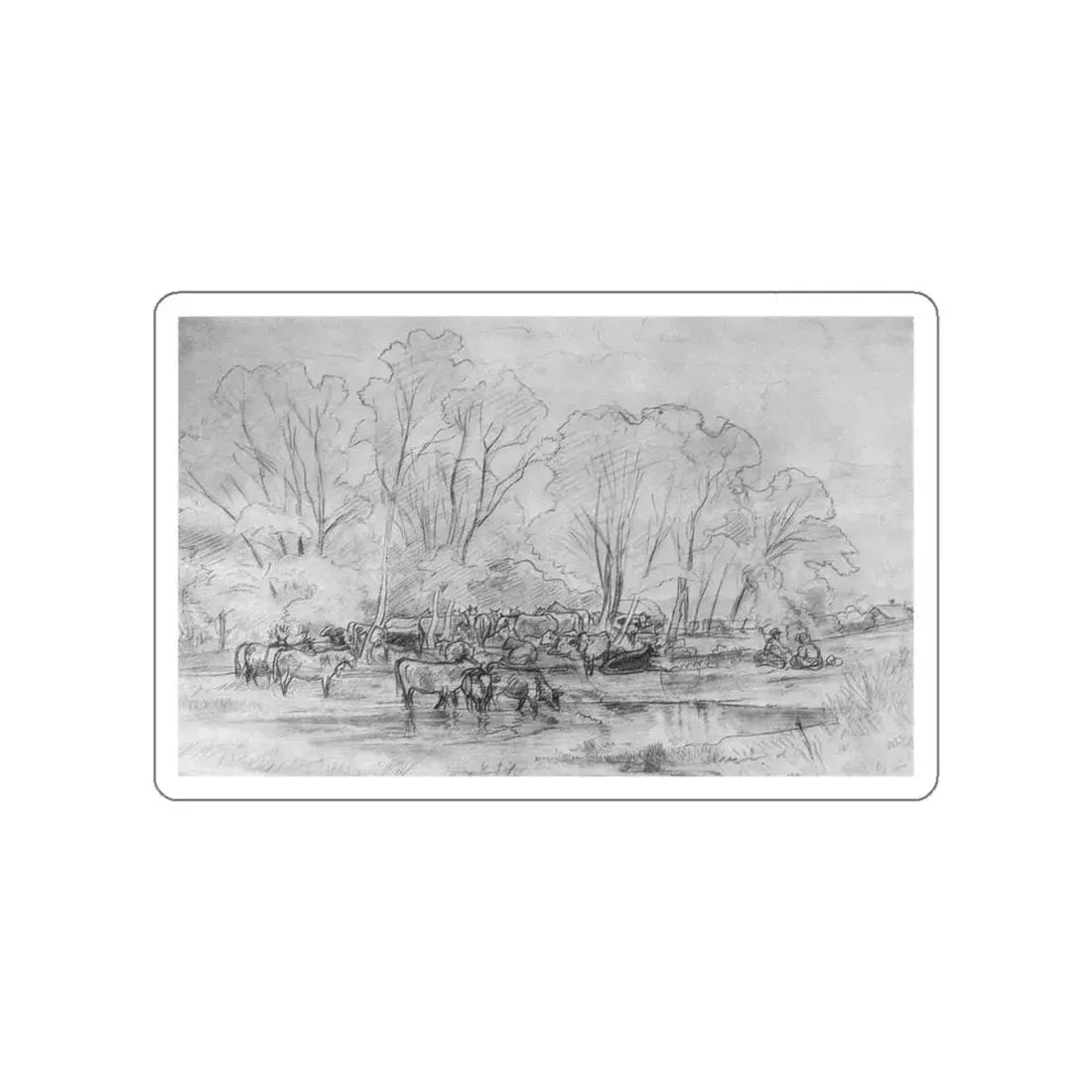 SHISKIN, Ivan Ivanovich - Herd a stream 1870 (Artwork) STICKER Vinyl Die-Cut Decal White Die-Cut 4 Inch - The Sticker Space
