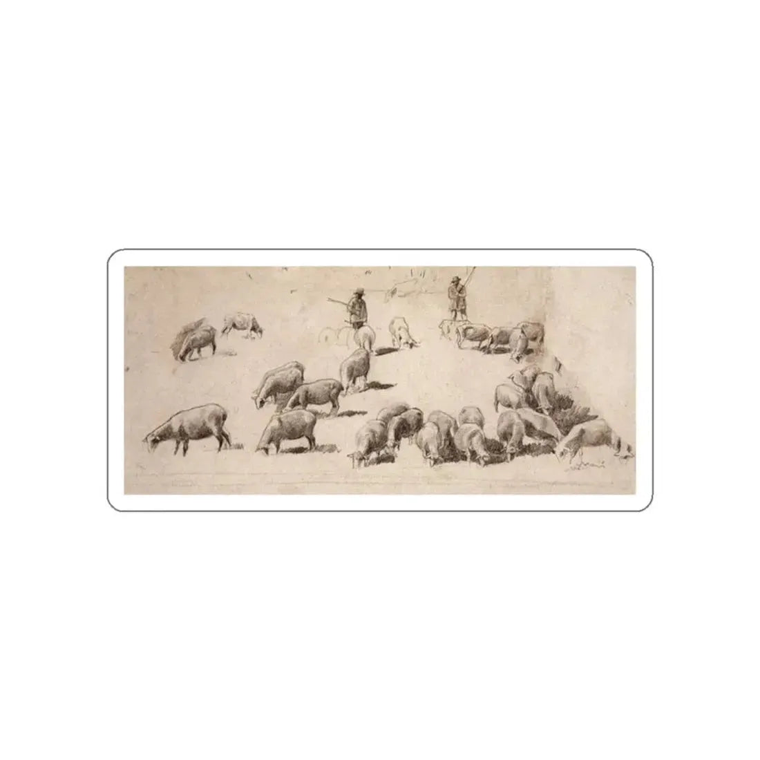 SHISKIN, Ivan Ivanovich - herd of sheep. 1862-1864 (Artwork) STICKER Vinyl Die-Cut Decal White Die-Cut 2 Inch - The Sticker Space