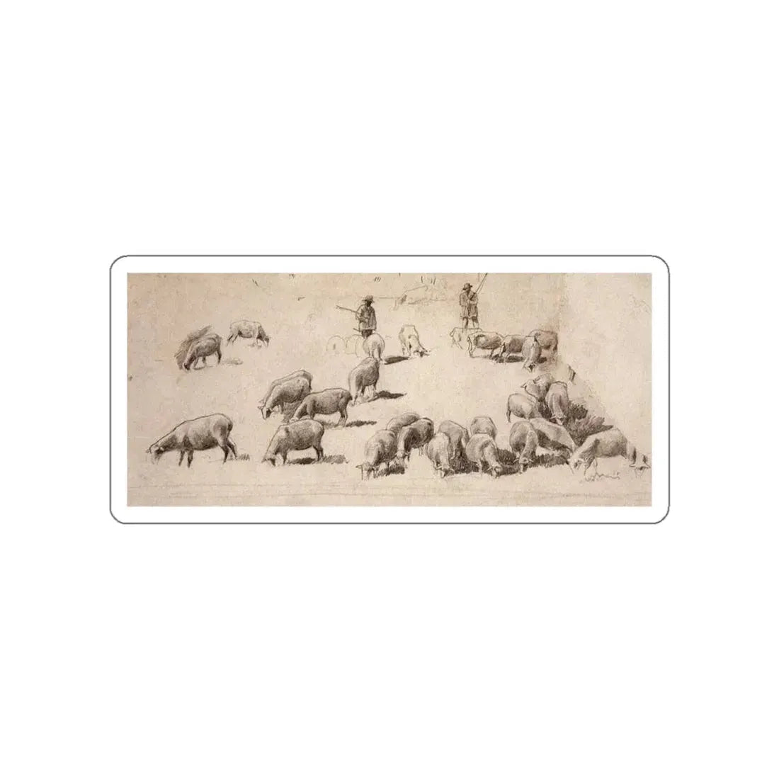 SHISKIN, Ivan Ivanovich - herd of sheep. 1862-1864 (Artwork) STICKER Vinyl Die-Cut Decal White Die-Cut 6 Inch - The Sticker Space