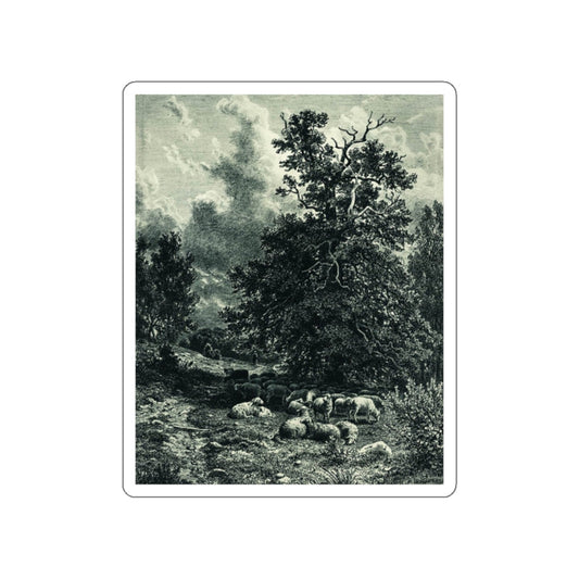 SHISKIN, Ivan Ivanovich - herd of sheep on the edge of the forest 1860 (Artwork) STICKER Vinyl Die-Cut Decal-White-The Sticker Space