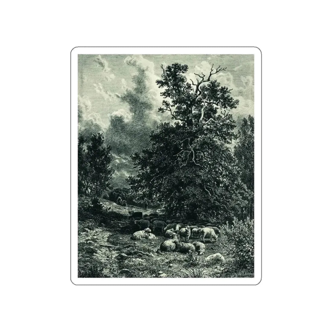 SHISKIN, Ivan Ivanovich - herd of sheep on the edge of the forest 1860 (Artwork) STICKER Vinyl Die-Cut Decal White Die-Cut 3 Inch - The Sticker Space