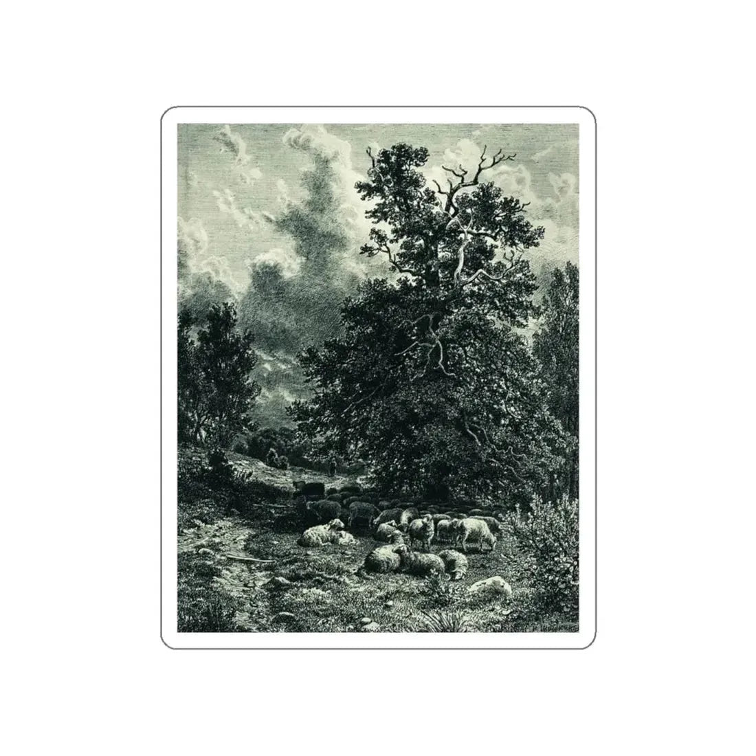 SHISKIN, Ivan Ivanovich - herd of sheep on the edge of the forest 1860 (Artwork) STICKER Vinyl Die-Cut Decal White Die-Cut 5 Inch - The Sticker Space