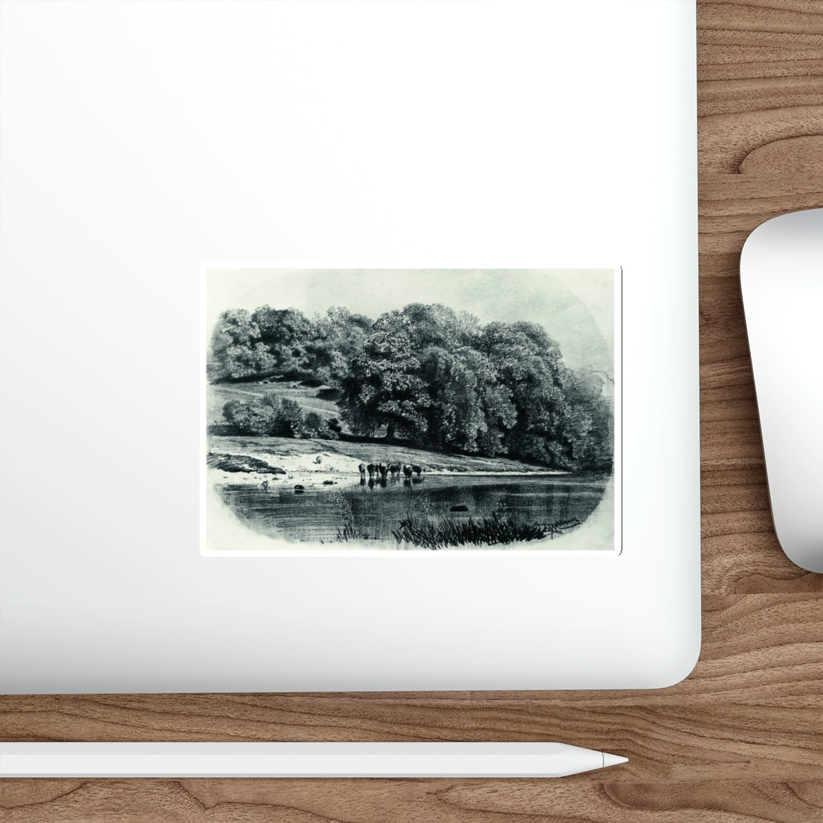 SHISKIN, Ivan Ivanovich - Herd on the river 1870 (Artwork) STICKER Vinyl Die-Cut Decal-The Sticker Space