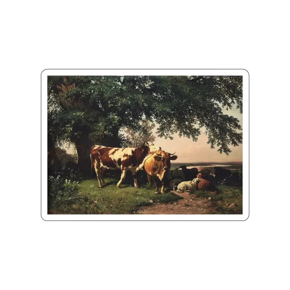 SHISKIN, Ivan Ivanovich - herd under derevyami186472 (Artwork) STICKER Vinyl Die-Cut Decal White Die-Cut 4 Inch - The Sticker Space