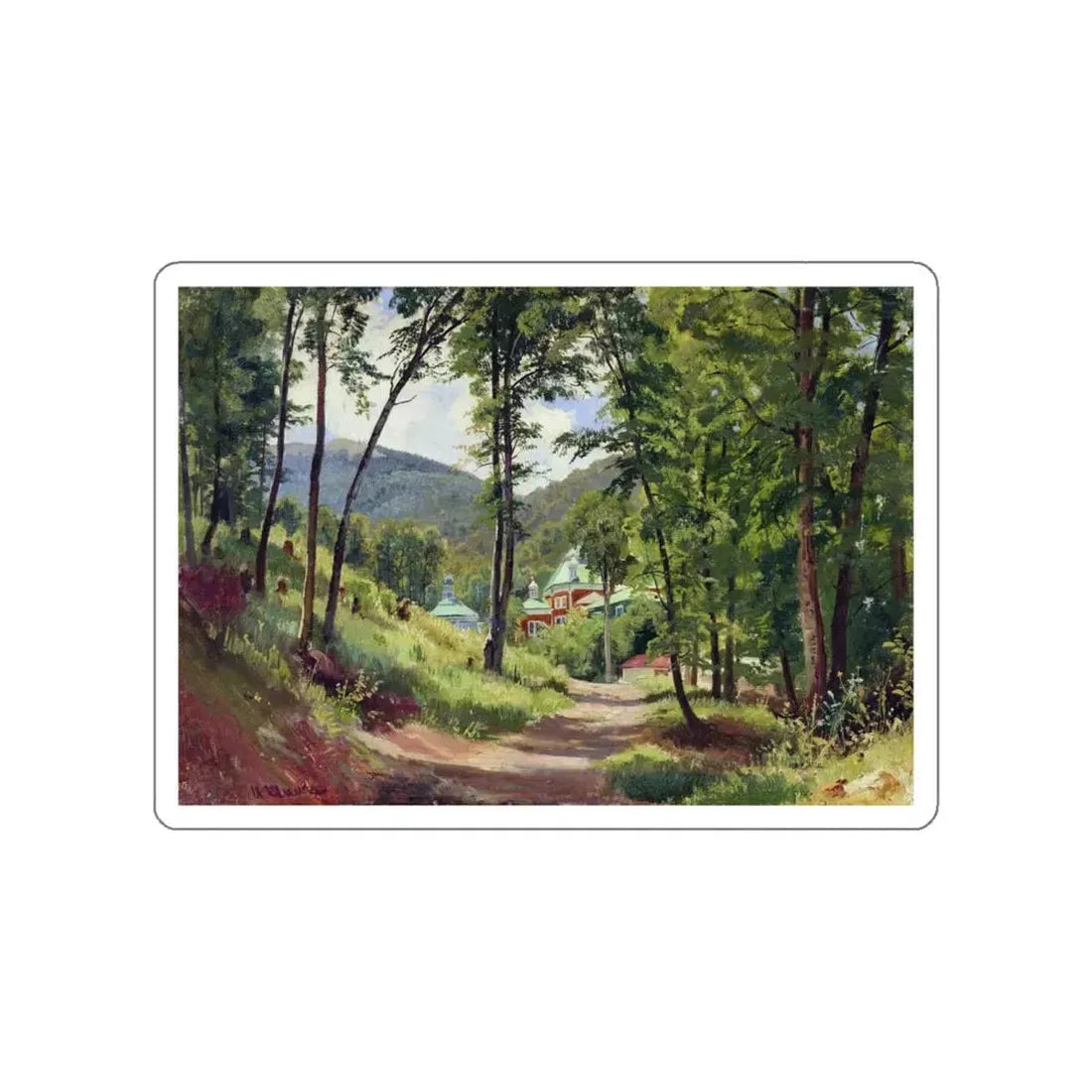 SHISKIN, Ivan Ivanovich - In the Crimea. Cosmas and Damian monastery under Chatyrdag (Artwork) STICKER Vinyl Die-Cut Decal White Die-Cut 5 Inch - The Sticker Space