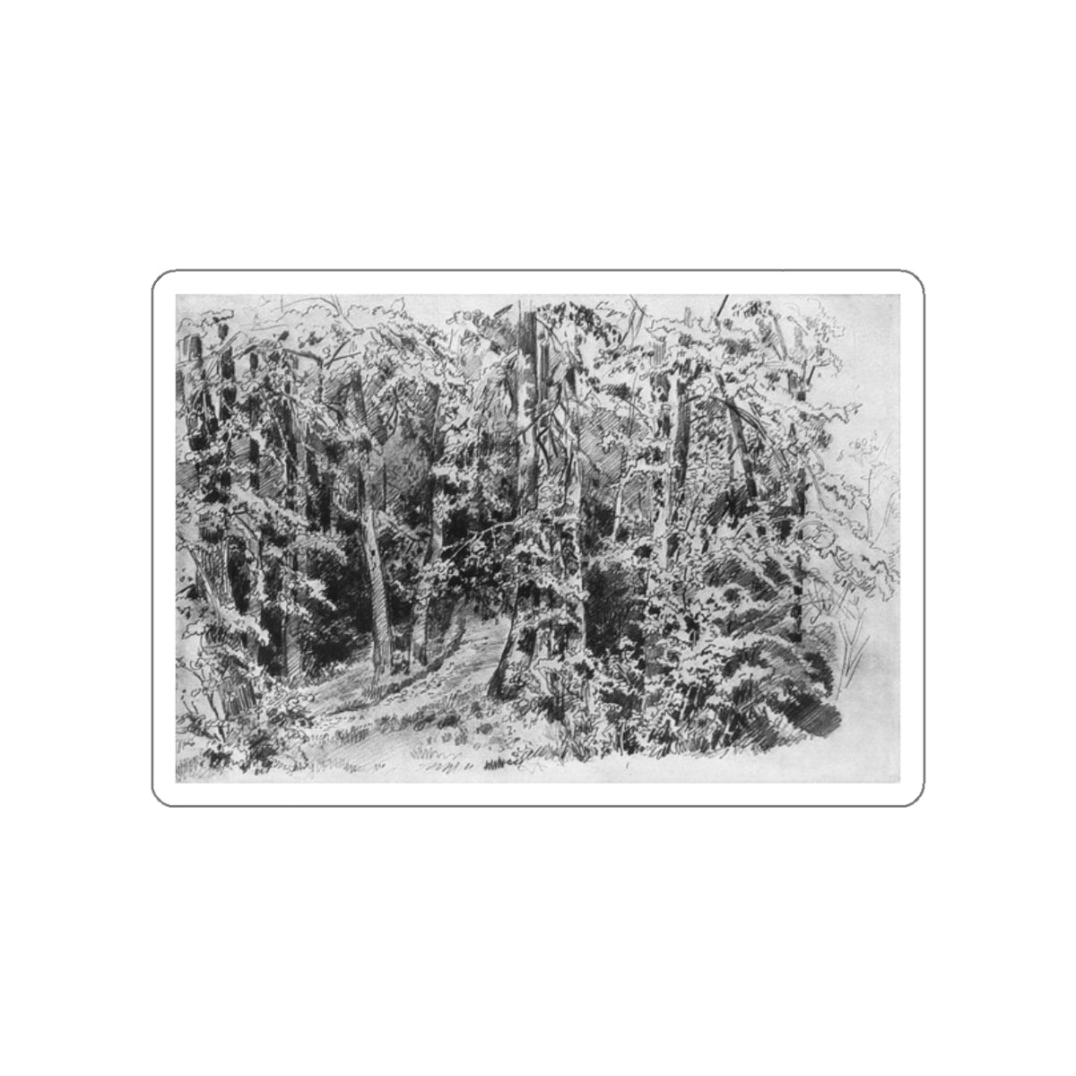 SHISKIN, Ivan Ivanovich - In the deciduous forest 1880 (Artwork) STICKER Vinyl Die-Cut Decal-White-The Sticker Space