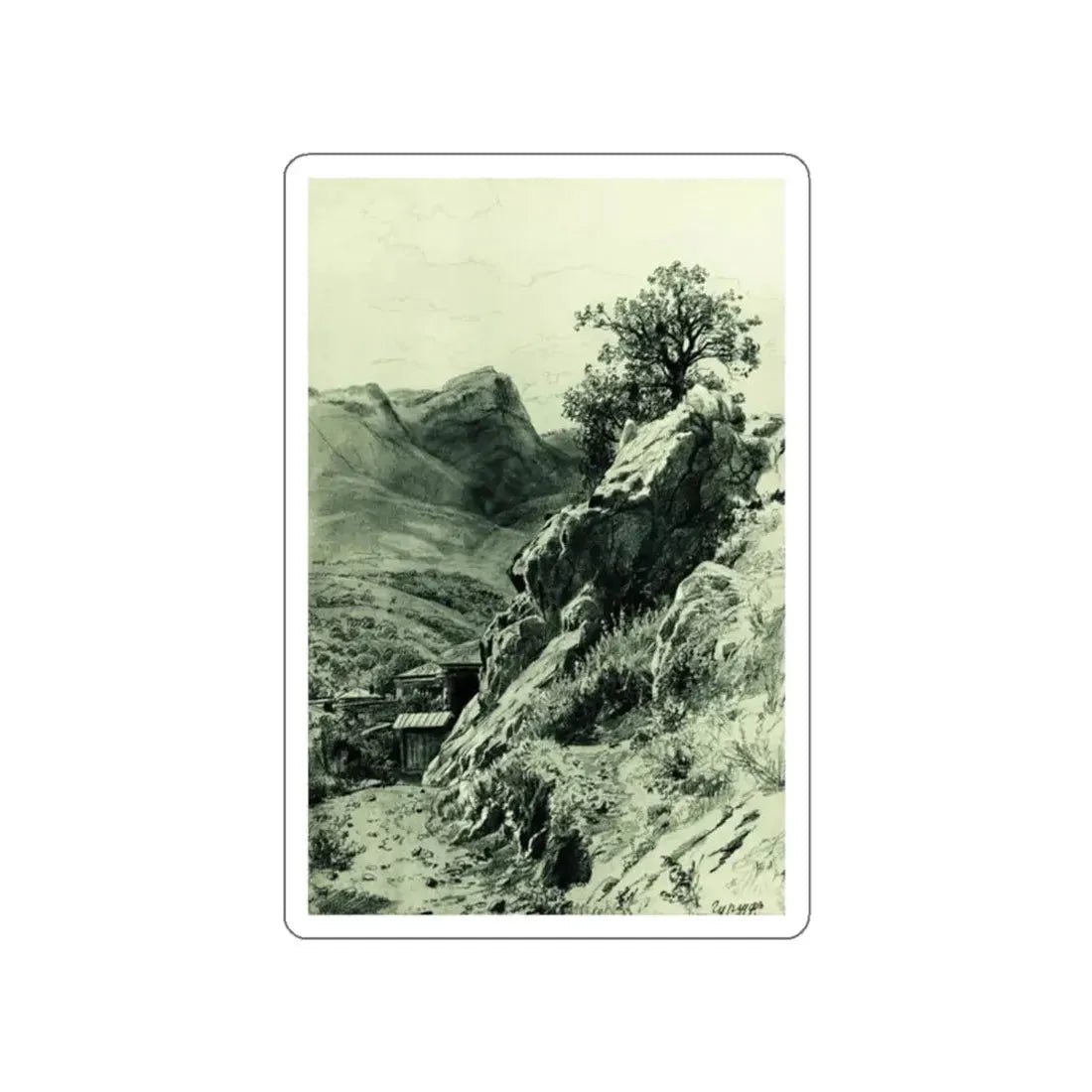 SHISKIN, Ivan Ivanovich - In the mountains Gurzuf (Artwork) STICKER Vinyl Die-Cut Decal White Die-Cut 2 Inch - The Sticker Space