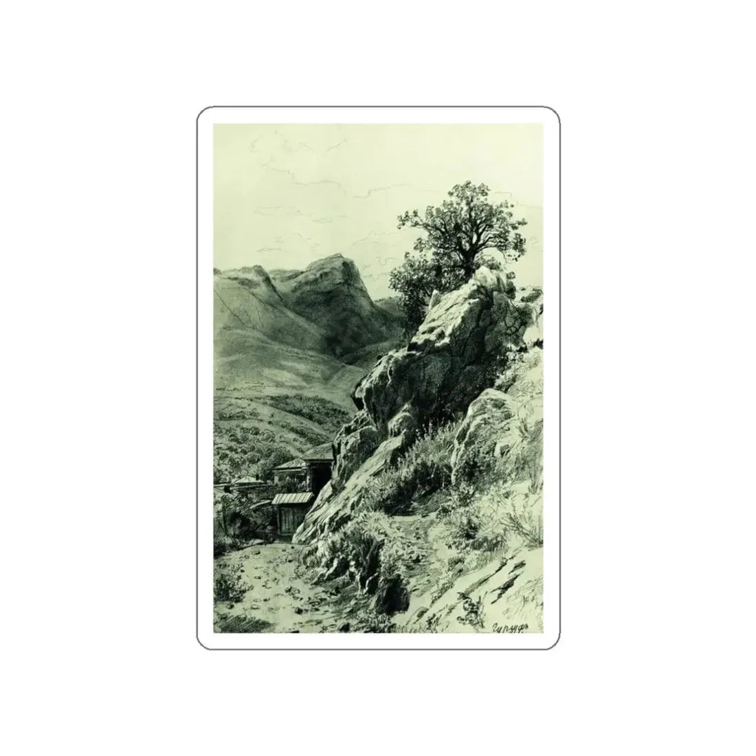 SHISKIN, Ivan Ivanovich - In the mountains Gurzuf (Artwork) STICKER Vinyl Die-Cut Decal White Die-Cut 3 Inch - The Sticker Space
