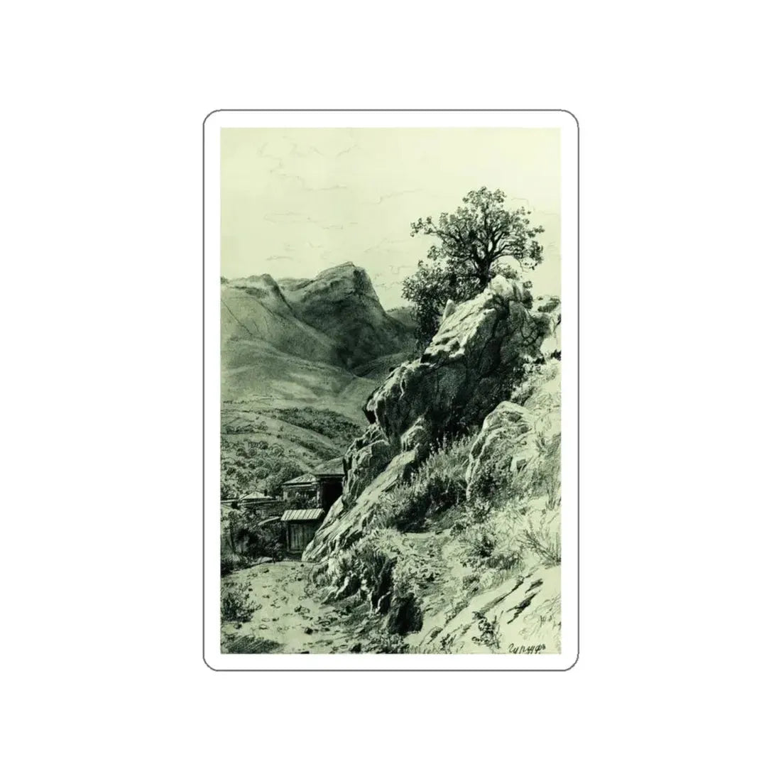 SHISKIN, Ivan Ivanovich - In the mountains Gurzuf (Artwork) STICKER Vinyl Die-Cut Decal White Die-Cut 4 Inch - The Sticker Space