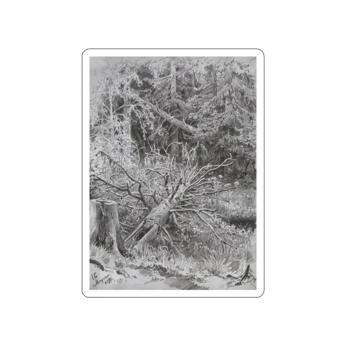 SHISKIN, Ivan Ivanovich - In the woods. Fallen Tree 1878 (Artwork) STICKER Vinyl Die-Cut Decal White Die-Cut 2 Inch - The Sticker Space