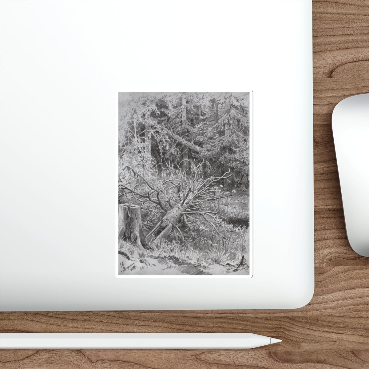 SHISKIN, Ivan Ivanovich - In the woods. Fallen Tree 1878 (Artwork) STICKER Vinyl Die-Cut Decal-The Sticker Space