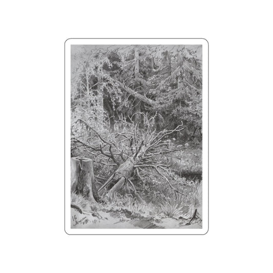 SHISKIN, Ivan Ivanovich - In the woods. Fallen Tree 1878 (Artwork) STICKER Vinyl Die-Cut Decal-White-The Sticker Space