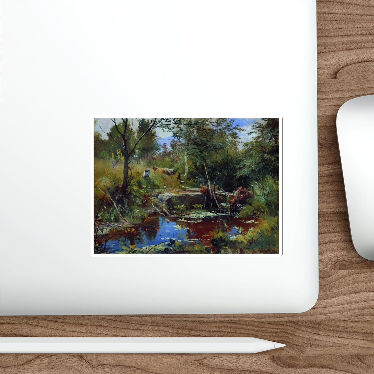 SHISKIN, Ivan Ivanovich - Landscape with a bridge (Artwork) STICKER Vinyl Die-Cut Decal-The Sticker Space