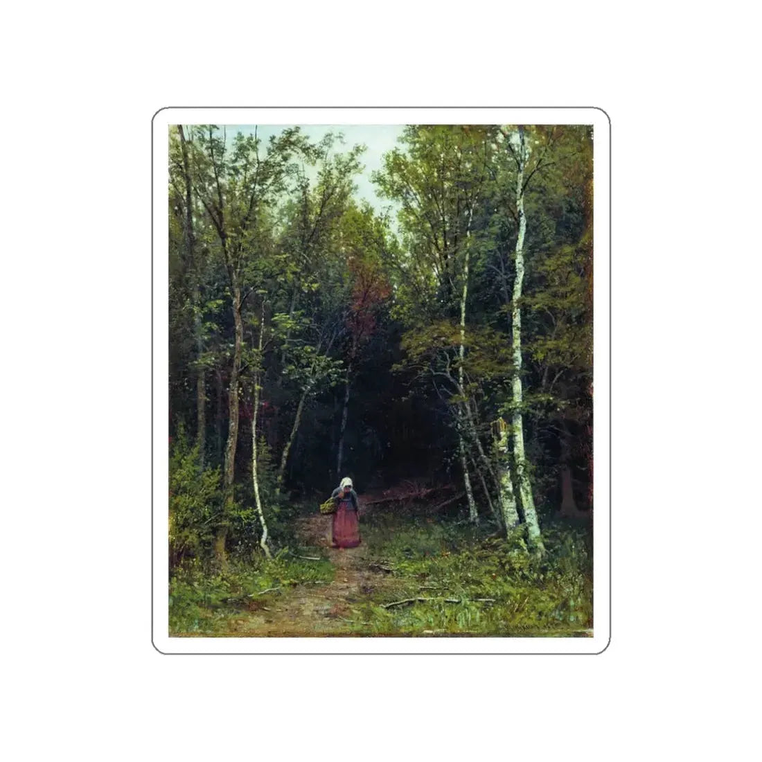 SHISKIN, Ivan Ivanovich - Landscape with a figure of 1872 (Artwork) STICKER Vinyl Die-Cut Decal White Die-Cut 3 Inch - The Sticker Space