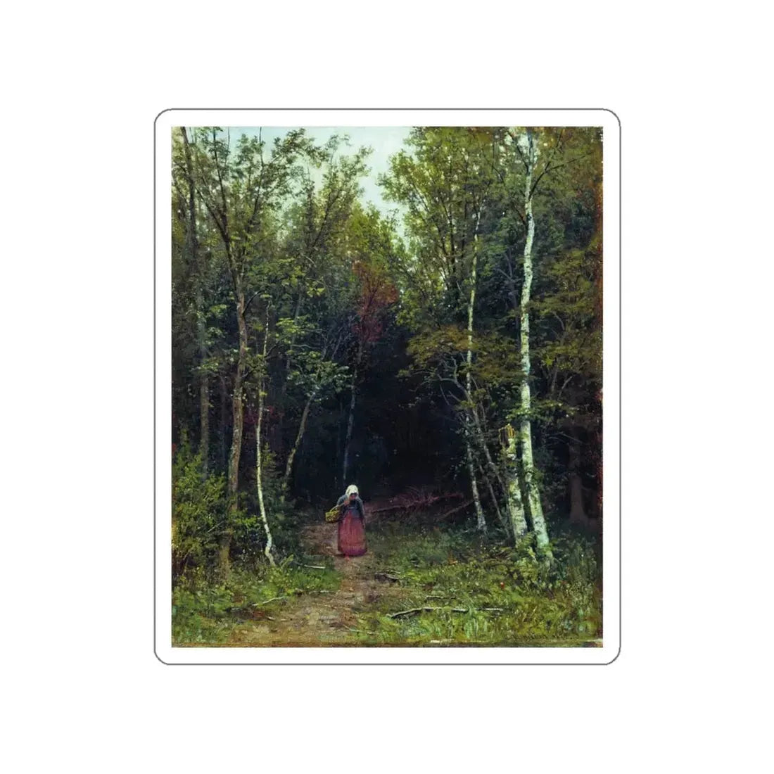 SHISKIN, Ivan Ivanovich - Landscape with a figure of 1872 (Artwork) STICKER Vinyl Die-Cut Decal White Die-Cut 4 Inch - The Sticker Space
