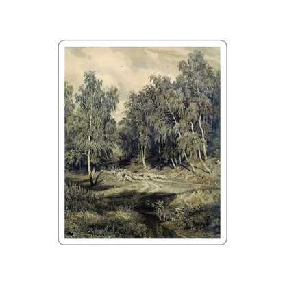 SHISKIN, Ivan Ivanovich - Landscape with a herd of sheep 1870 (Artwork) STICKER Vinyl Die-Cut Decal White Die-Cut 4 Inch - The Sticker Space
