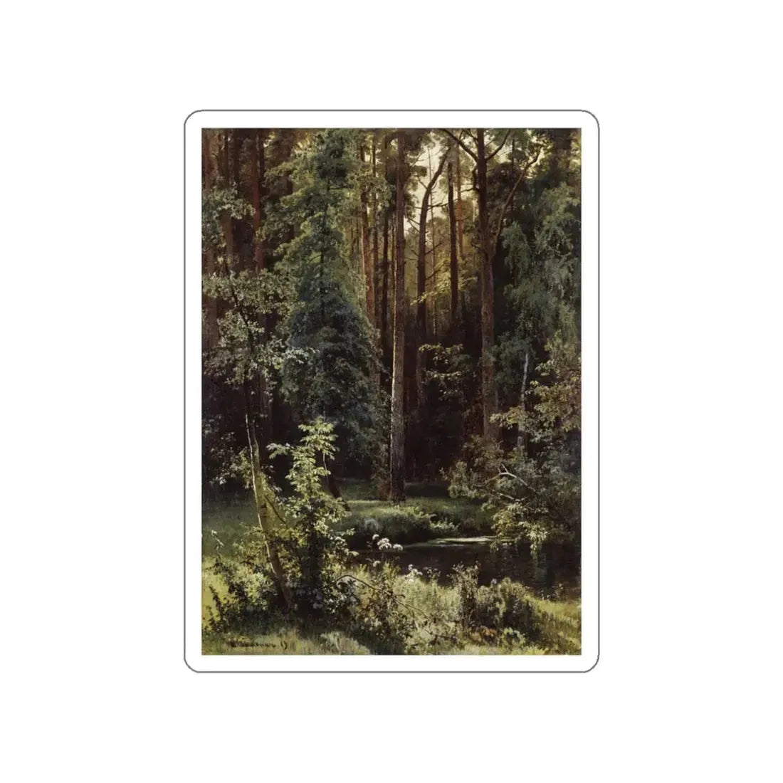 SHISKIN, Ivan Ivanovich - Landscape with forest lake. 1889 (Artwork) STICKER Vinyl Die-Cut Decal White Die-Cut 3 Inch - The Sticker Space