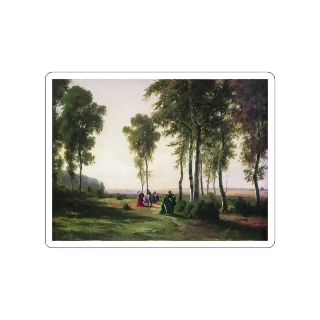 SHISKIN, Ivan Ivanovich - Landscape with strollers 1869 (Artwork) STICKER Vinyl Die-Cut Decal White Die-Cut 2 Inch - The Sticker Space