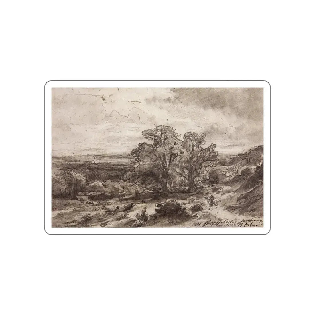 SHISKIN, Ivan Ivanovich - Landscape with trees. 1864 (Artwork) STICKER Vinyl Die-Cut Decal White Die-Cut 5 Inch - The Sticker Space