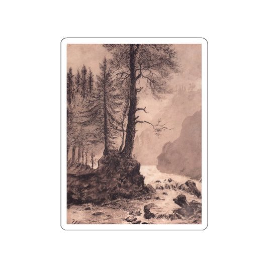 SHISKIN, Ivan Ivanovich - Mountain river. 1886 (Artwork) STICKER Vinyl Die-Cut Decal-White-The Sticker Space