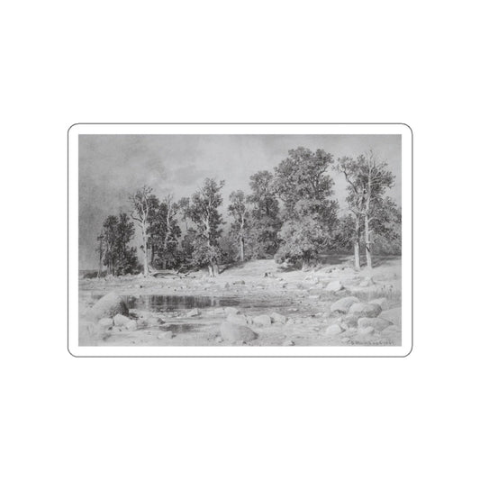 SHISKIN, Ivan Ivanovich - oak grove on the shore of Peter the Great Bay in Sestroretsk. 1885 (Artwork) STICKER Vinyl Die-Cut Decal-White-The Sticker Space