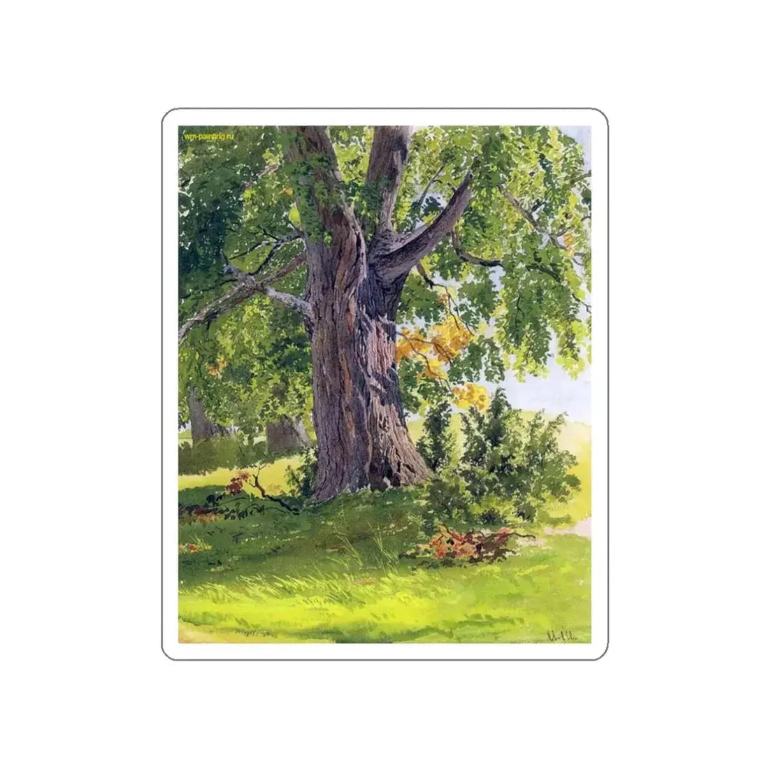 SHISKIN, Ivan Ivanovich - oak, sunny 26 (Artwork) STICKER Vinyl Die-Cut Decal White Die-Cut 3 Inch - The Sticker Space