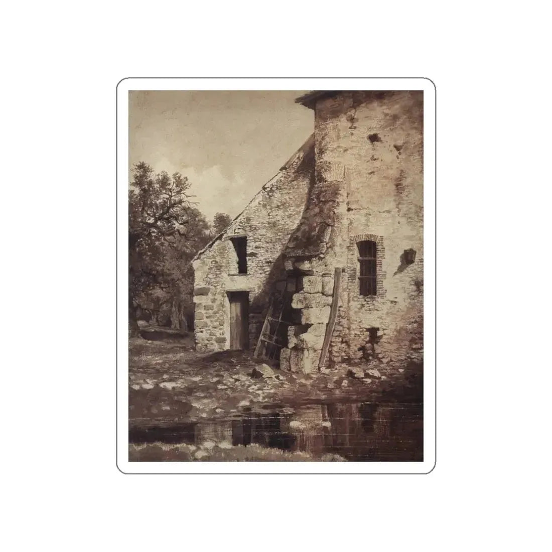 SHISKIN, Ivan Ivanovich - old house on the pond 1860 (Artwork) STICKER Vinyl Die-Cut Decal White Die-Cut 3 Inch - The Sticker Space