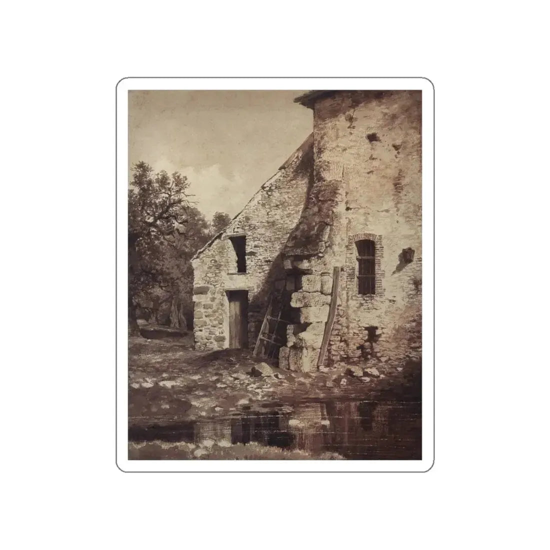 SHISKIN, Ivan Ivanovich - old house on the pond 1860 (Artwork) STICKER Vinyl Die-Cut Decal White Die-Cut 6 Inch - The Sticker Space